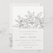 Rustikale Minimal Elegante Braun Sketch Hochzeit Einladung (Vorne/Hinten)