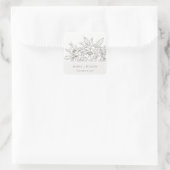 Rustikale Minimal Elegante Braun Sketch Hochzeit Quadratischer Aufkleber (Tasche)