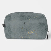 Rustikale Minimal-Monogram Black Gold Reise Waschbeutel (Vorderseite)