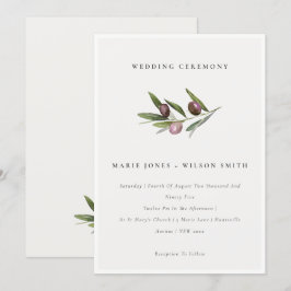 Rustikale Minimal Olive Branch Foliage Einladung