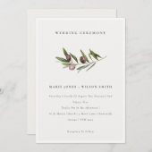 Rustikale Minimal Olive Branch Foliage Einladung (Vorne/Hinten)