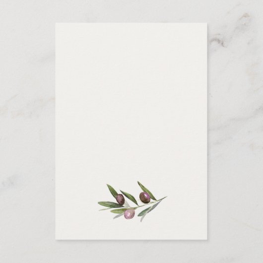 Rustikale Minimal Olive Branch Foliage Hochzeit De Begleitkarte (Rückseite)
