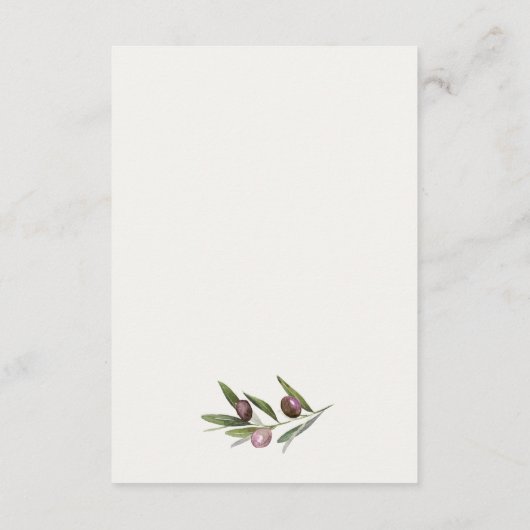 Rustikale Minimal Olive Branch Foliage Hochzeit RS Begleitkarte (Rückseite)