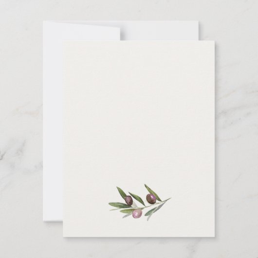 Rustikale Minimal Olive Branch Foliage Hochzeit RS RSVP Karte (Rückseite)