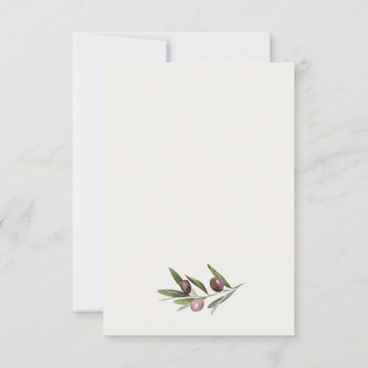 Rustikale Minimal Olive Branch Foliage Hochzeit RS RSVP Karte (Rückseite)