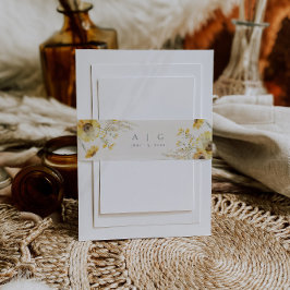 Rustikale Minimal-Wasserfarben-Sonnenblume Einladungsbanderole