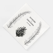 Rustikale, Minimalistisch Gezeichnet Kiefernfadenb Serviette (Ecke)