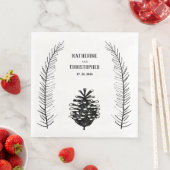 Rustikale, Minimalistisch Gezeichnet Kiefernfadenb Serviette (Beispiel)