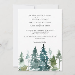 Rustikale Minimalistisch Hochzeit Aquarellkiefer