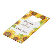 Rustikale, minimalistisch-moderne Sonnenblumenhoch Geldbeutel Flaschenöffner (Vorderseite Schrägansicht)