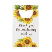 Rustikale, minimalistisch-moderne Sonnenblumenhoch Geldbeutel Flaschenöffner (Rückseite)