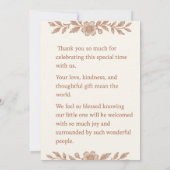 Rustikale Minimalistisch Stork Baby Dusche Einladung (Rückseite)