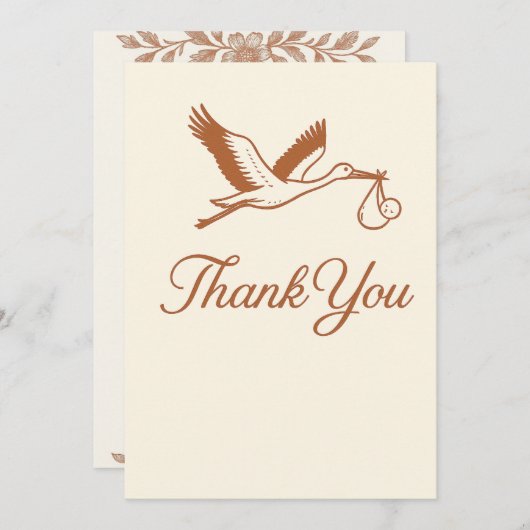 Rustikale Minimalistisch Stork Baby Dusche Einladung (Vorne/Hinten)