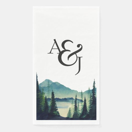 Rustikale Minimalistische Aquarellkiefern Personal Serviette (Vorderseite)