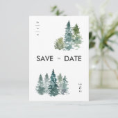Rustikale Minimalistische Aquarellkiefern Save the Date (Stehend Vorderseite)