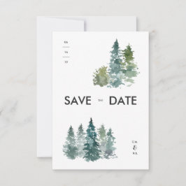 Rustikale Minimalistische Aquarellkiefern Save the Save The Date