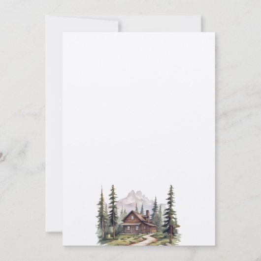 Rustikale Minimalistische Berghütte Save the Date Einladung (Rückseite)