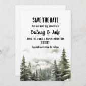 Rustikale Minimalistische Bergkiefer Save the Date Einladung (Vorne/Hinten)