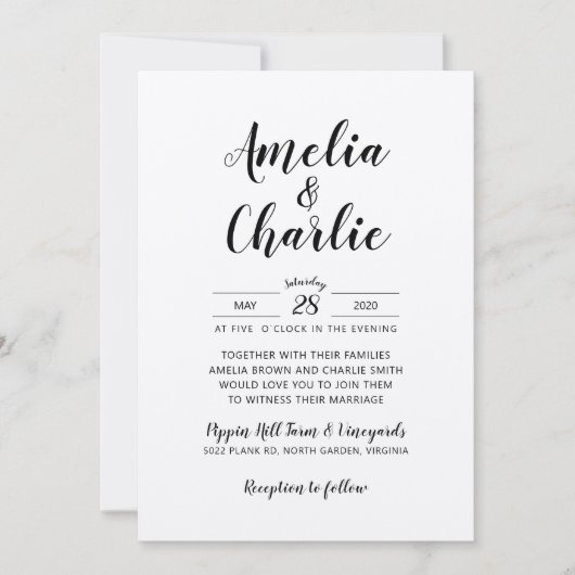 Rustikale Minimalistische Einladung zur Hochzeit (Vorderseite)