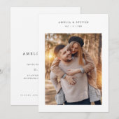 Rustikale Minimalistische Foto Hochzeit Einladung (Vorne/Hinten)