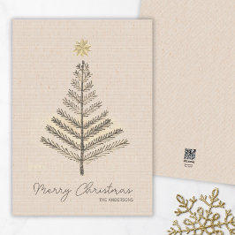 Rustikale Minimalistische Handgezeichnete Bäume We Feiertagskarte