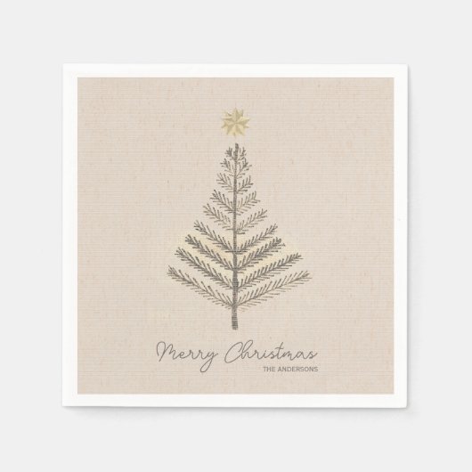 Rustikale Minimalistische Handgezeichnete Bäume We Serviette (Vorderseite)
