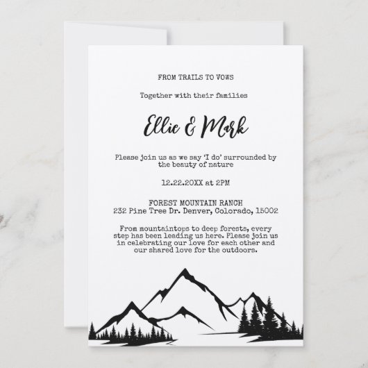 Rustikale Minimalistische Hochzeit Einladung (Vorderseite)