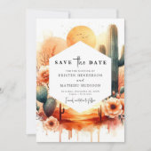 Rustikale Minimalistische Kakteen Wedding Save The Date (Vorderseite)