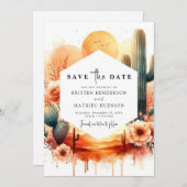 Rustikale Minimalistische Kakteen Wedding Save The Date (Vorne/Hinten)