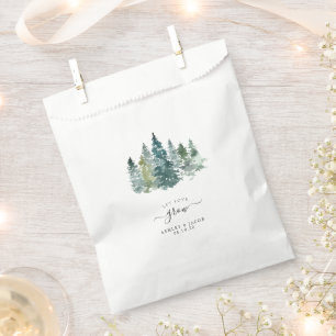 Rustikale minimalistische Wasserfarbe Kiefern Hoch Geschenktütchen