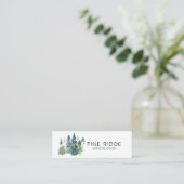 Rustikale Minimalistische Wasserfarben Pines Mini Visitenkarte (Stehend Vorderseite)