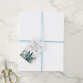 Rustikale Minimalistische Wasserfarben-Pinien Hoch Geschenkanhänger (Mit Garn)