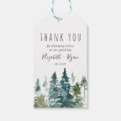 Rustikale Minimalistische Wasserfarben-Pinien Hoch Geschenkanhänger (Vorderseite)