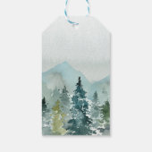 Rustikale Minimalistische Wasserfarben-Pinien Hoch Geschenkanhänger (Rückseite)