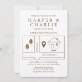 Rustikale Minimalkarte Backyard Wedding Einladung (Vorderseite)