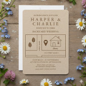 Rustikale Minimalkarte Backyard Wedding Einladung