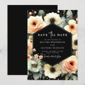 Rustikale Minimalpfirsichhochzeit Save The Date (Vorne/Hinten)