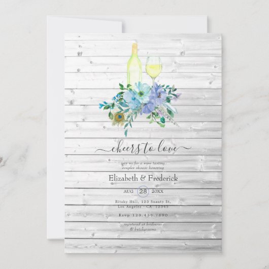 Rustikale Mint Boho Weinprobe Paare Dusche Einladung (Vorderseite)