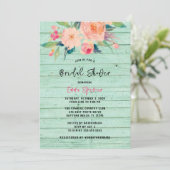 Rustikale Minze Grünholz Aquarell Flora Einladung (Stehend Vorderseite)