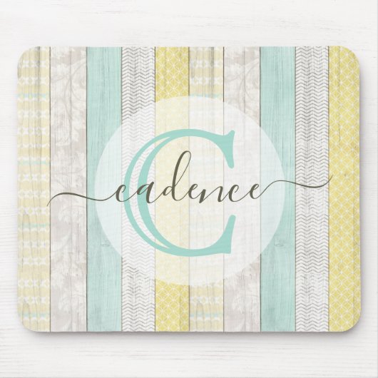Rustikale Minze & Yellow Boho Geo Moderne Personal Mousepad (Vorne)