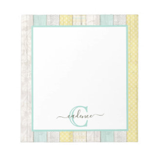 Rustikale Minze & Yellow Boho Geo Moderne Personal Notizblock