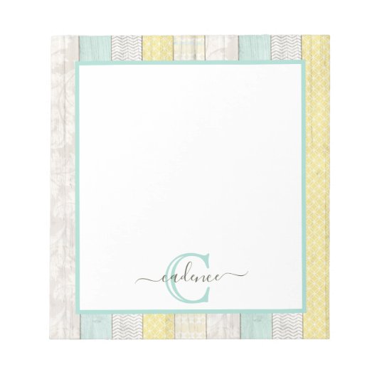 Rustikale Minze & Yellow Boho Geo Moderne Personal Notizblock (Vorderseite)