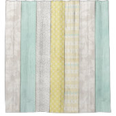 Rustikale Minze & Yellow Boho Geometric Moderne Hü Duschvorhang (Vorderseite)