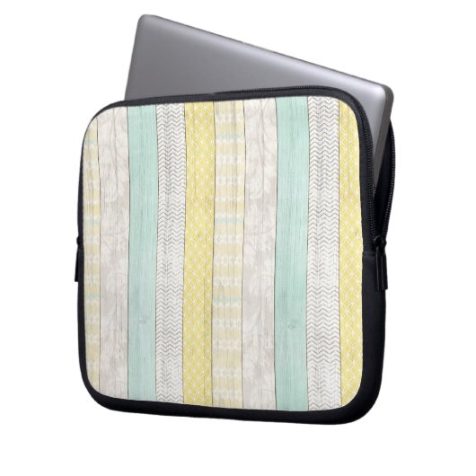 Rustikale Minze & Yellow Boho Geometric Moderne Hü Laptopschutzhülle (Vorderseite Links)