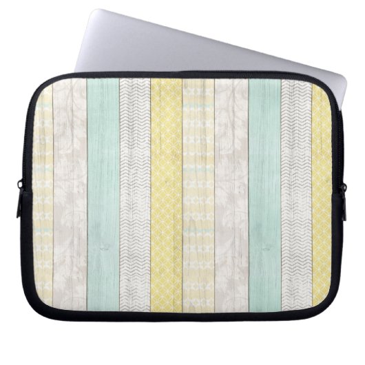 Rustikale Minze & Yellow Boho Geometric Moderne Hü Laptopschutzhülle (Vorderseite)