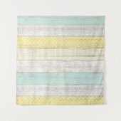 Rustikale Minze & Yellow Boho Geometric Moderne Hü Wandteppich (Vorderseite (Horizontal))