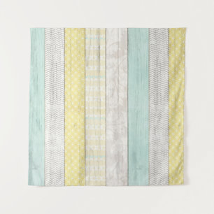 Rustikale Minze & Yellow Boho Geometric Moderne Hü Wandteppich
