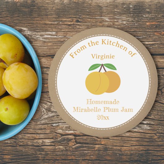 Rustikale Mirabelle Plum Jam Label Sticker