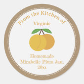 Rustikale Mirabelle Plum Jam Label Sticker (Vorderseite)