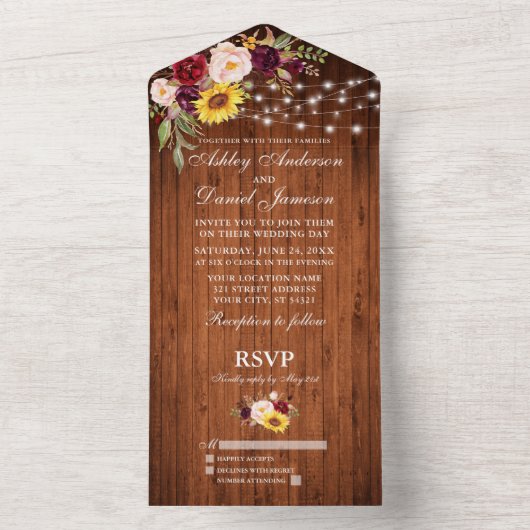 Rustikale Mischung aus Blumenzwiebeln All In One Einladung (Innen Boden)